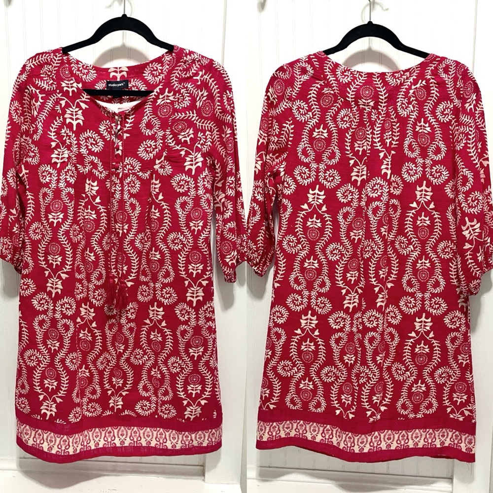 Studio Park x Amy Stran Textured Cotton Dress with Belt size small petite